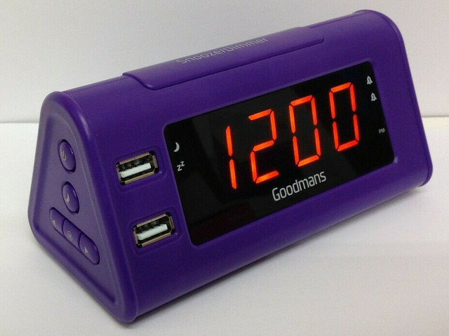 Goodmans Gcrusb03 Alarm Clock Radio With Dual Usb Charging Purple Mains Powered For - Purple Alarm Clock Radio Goodmans Gcrusb03 Alarm Clock Radio With Dual Usb Charging Purple Mains Powered For - Purple Alarm Clock Radio