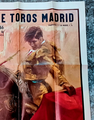 ORIGINAL Plaza De Toros Madrid Stierkampf 1966 Poster 21 x 38" selten & neuwertig - Bild 6 von 15