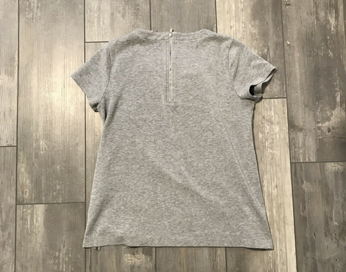 BANANA REPUBLIC Women's Small Short Sleeve Gray Blouse Gems Bling on Collar - Picture 3 of 12