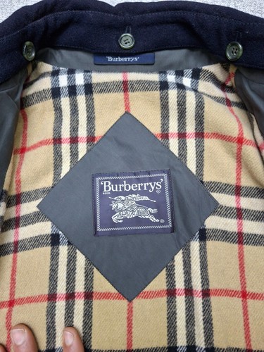 Vintage Burberrys Overcoat Winter Jacket Blue Nova Check Wool Lined Men Size 48 - Picture 6 of 20