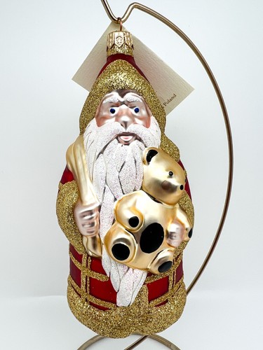 1997 Patricia Breen "Santa and Teddy" RETIRED Handmade Glass Ornament #9642 MINT - Picture 6 of 6