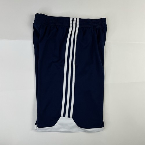 Adidas Shorts Medium 10-12 Navy Blue White Youth Kids 3 Stripes Used Casual - Picture 9 of 10