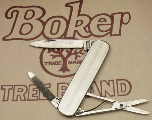 Vintage BOKER SOLINGEN GERMANY Lobster Penknife Patterned Metal Handles - Used