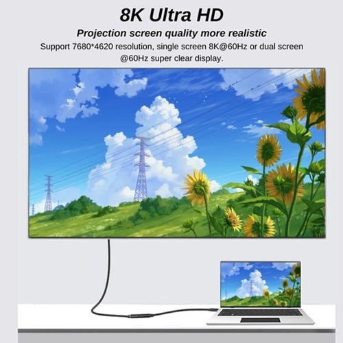 2024 Newest Home 240W USB C to USB 4.0 8K Cable 1.5ft for Type C Display Monitor - Picture 8 of 8