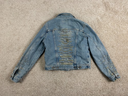 Express Jeans Jeansjacke Damen Medium Kragen Knopfleiste Nieten USA Blau - Bild 3 von 14