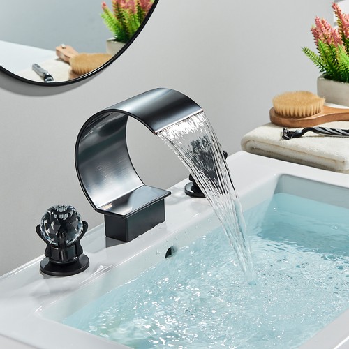 Widespread Bathroom Sink Faucet 3Holes Basin Vanity Mixer Taps Oil Rubbed Bronze - Picture 2 of 8