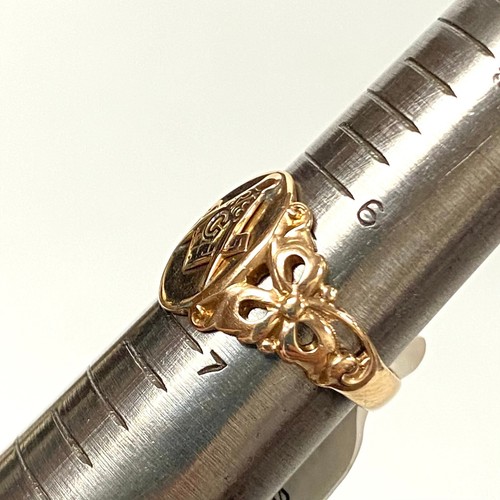 Anillo banda estilo masónico vintage de oro amarillo de 10 quilates v141 talla 6,5 - Imagen 7 de 7