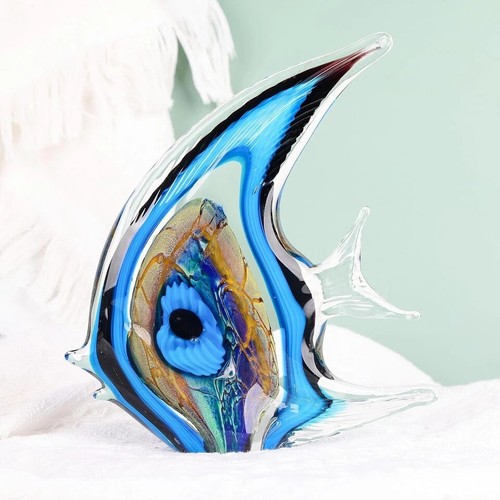 XMGZQ mundgeblasene Glasfiguren, mundgeblasenes blaues Glasdekor, tropischer Glasfisch F... - Bild 10 von 10