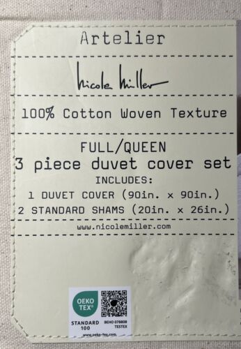 NICOLE MILLER COTTON ARTELIER QUEEN FULL Duvet and 2 Shams NEW!!! WHITE Cottage - Picture 7 of 9
