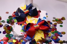 BTS Set Of Two School Twins Boutique Handmade Stacked Hairbows Hair Bow