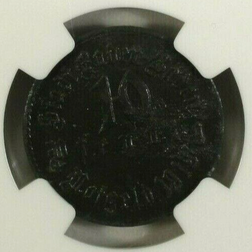 Germany 10 Pfennig 1919 NGC UNC Details Baden - Baden Lamb-26.1 Zinc - Picture 2 of 4