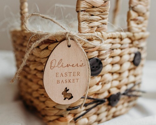 Personalised Engraved Easter Basket Tags | Easter Keepsake Decoration | Wooden B - Picture 2 of 6