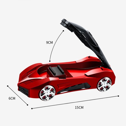Red Car Model Phone Holder Cool Sporty Shape Slip Resistant 360° Rotatable - Photo 2 sur 12