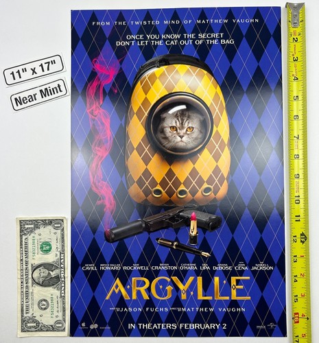 ARGYLLE 11 x 17 Poster 2023 NYCC Henry Cavill Matthew Vaughn Cat - Picture 1 of 5