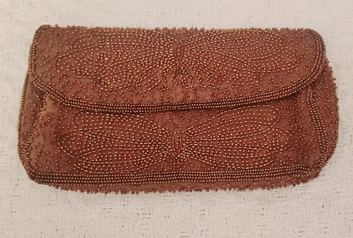 Vintage WALBORG Meer Perlen sogar. Tasche Handarbeit Belgien Schmetterling Nachlass Verkaufsfund - Bild 4 von 9