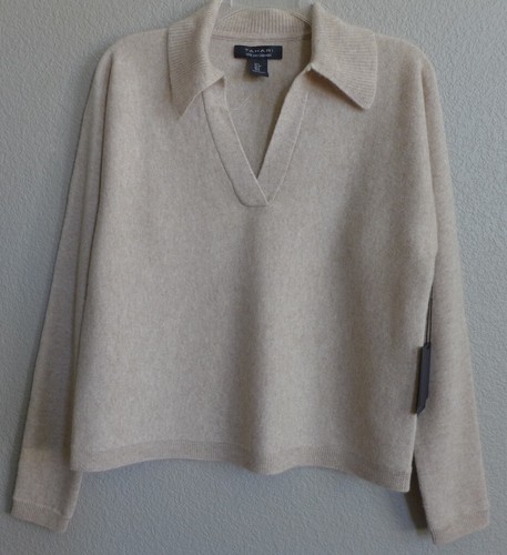 NWT TAHARI Collared V- Neck Dolman Sleeve 100% 2-ply Cashmere Sweater S/M - Picture 23 of 45