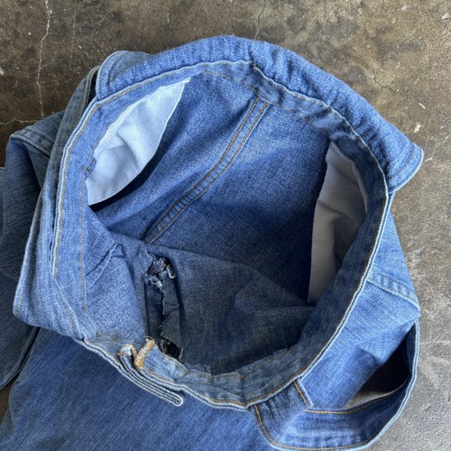 70s True Vintage Denim Jumpsuit Fared Front Zip Hippy Hippie Woodstock Retro XS - Picture 15 of 24