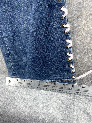 y2k A.M.I. Jeans para mujer talla 8 con cordones laterales tiro bajo - Imagen 9 de 13