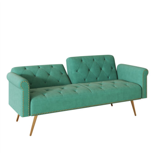 Convertible Sleeper Sofa Bed Velvet Loveseat 2-Seater Sofa Couch Folding Sofa - Picture 50 of 63