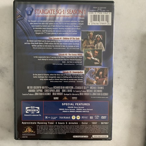 Stargate SG-1 - Season 1 Gift Set (DVD, 1997, 5-Disc Set) Richard Dean Anderson - Foto 7 di 16