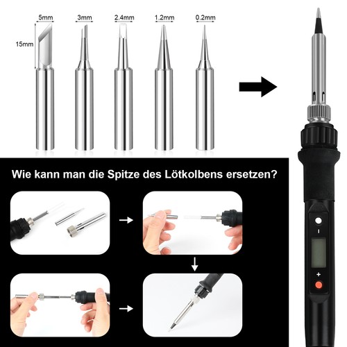 Lötkolben Set Lötset 100W Lötstation Temperatur Einstellbar Soldering Iron Wire - Bild 5 von 9