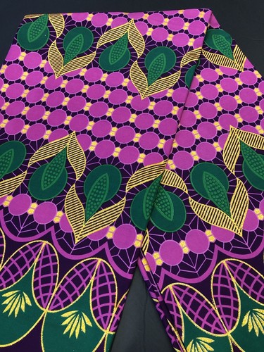 African fabric, Ankara fabric, Metallic gold glitter, green flowers floral print - Picture 3 of 5