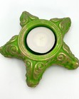 Marine Starfish Lime Green Ceramic Sea Star Tea Light Holder Golden Brush Accent