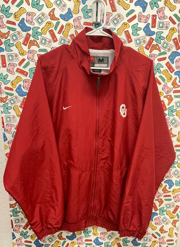 Vintage Nike Oklahoma Sooners Windbreaker Zip Jacke Rot Weiß - Herren Medium - Bild 1 von 9