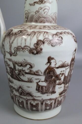 Hermosa tetera china de porcelana roja con esmalte - Imagen 9 de 12