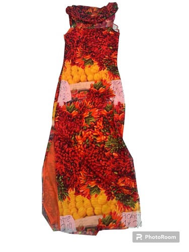 NWT Mesh Zara Lined Fruit Print Off Shoulder Maxi Dress Sz S and L - Picture 3 of 10