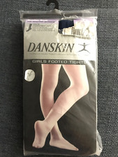 NEW DANSKIN GIRLS Textured Tights Black Sz LG 12-14 Run Resistant Nylon Footed