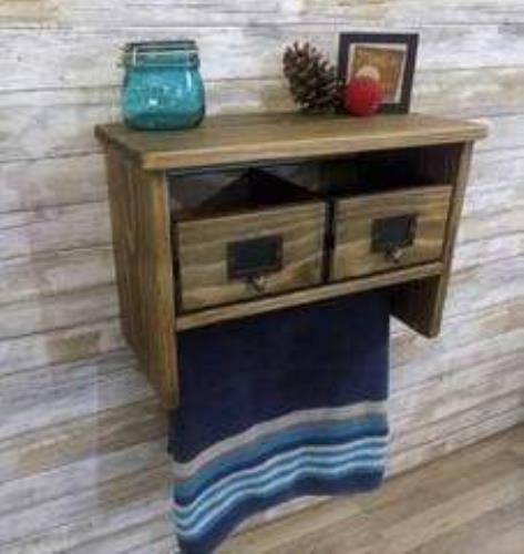 Rustic Bathroom Shelf With Towel Bar And Two Large Crate Drawers For Sale Online
