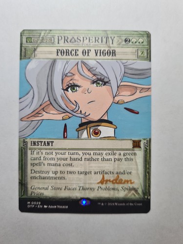 FORCE OF VIGOR FRIEREN MTG MAGIC ALTERED ART HAND PAINT DEMIAN SOLIS