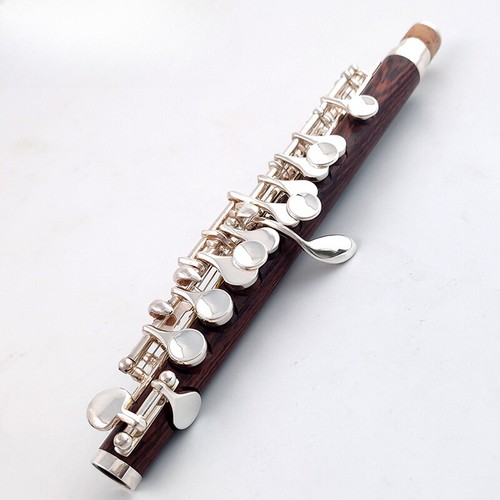 Holz Piccolo C Schlüssel Kupfernickel Half-Size Querflöte versilberter Korpus MPC-166 - Bild 4 von 5