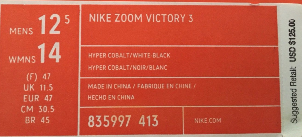 nike zoom vittoria 3 binari nuovi spuntoni sz 12,5 nuovi binari 835997-413 b90b85 nike zoom vittoria 3 binari nuovi spuntoni sz 12,5 nuovi binari 835997-413 b90b85