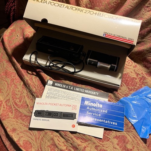 Minolta Pocket Autopak 270 110 Film Camera Flash 25 +Manual Bicentennial Edition - Picture 10 of 15