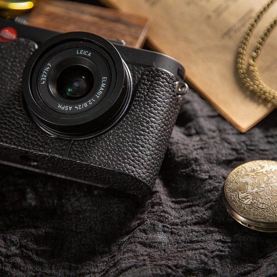 Para Leica X-E Typ 102 X2 X1 Negro Cuero Real Media Cámara Estuche Bolsa Cubierta Foto 3 de 4