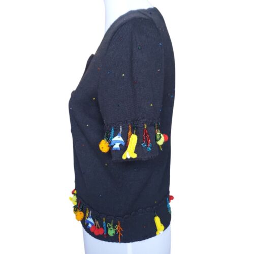 Michael Simon Vintage Fruits Embellished Short Sleeve Cardigan Women's Size S - Picture 2 of 20