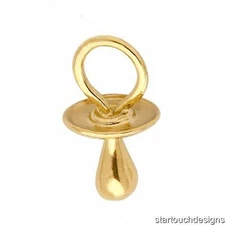 New 14k Yellow Gold Baby Pacifier Charm Pendant
