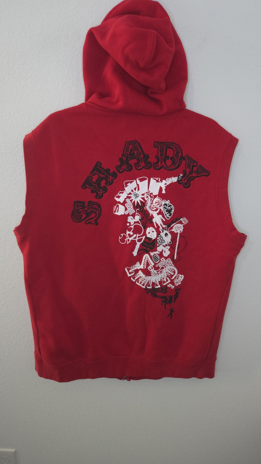 Vintage Rare Eminem Slim Shady Authentic Mens XL Red Sleeveless Hoodie image 2