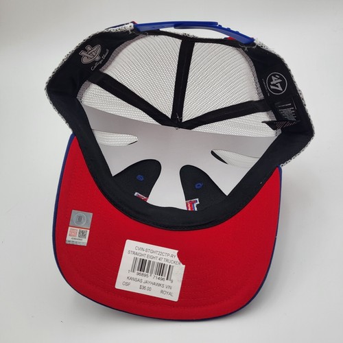 Kansas Jayhawks '47 Adjustable Straight Eight Blue Snapback Trucker Hat - Picture 6 of 8