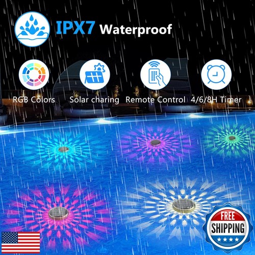 Solar Rechargeable Floating Pool Lights(2 Pack), Pool Lights That Float with - Picture 4 of 5