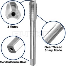 M7 X 0.5 Thread Tap Left Hand, HSS M7x0.5 Straight Fluted Machine Tap