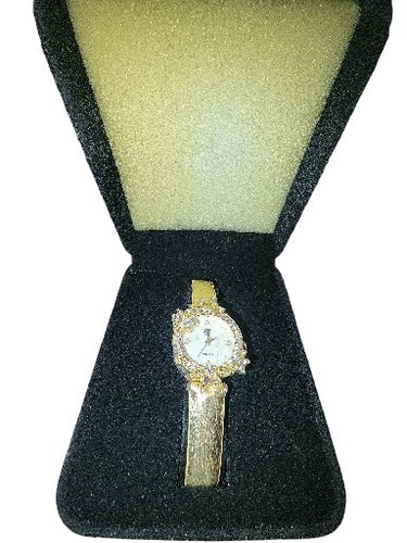 VTG White Diamonds Elizabeth Taylor Gold Watch Flowers Rhinestones - Picture 6 of 6