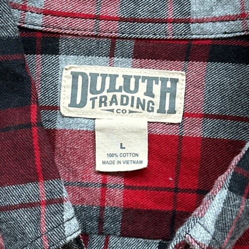 Camicia Duluth Trading flanella uomo taglia grande rossa a quadri manica lunga bottoni davanti - Foto 5 di 6