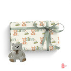 Name Personalized Gift Wrap Stuffed Green Scarf Teddy Bear Custom Wrapping Paper