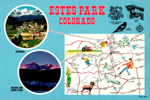 Estes Park Colorado Meeker und Longs Peaks Postkarte nicht verschickt