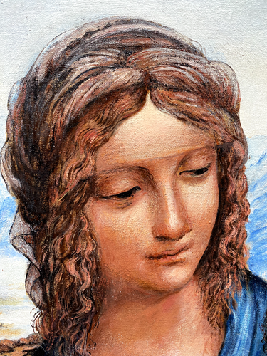 „La Madonna dei Fusi“ nach Leonardo da Vinci. Mit Rahmen: 56x76 cm. - Picture 2 of 7
