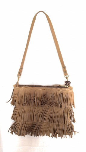 nappa chiusura e in mano caramello pelle morbida zip realizzata a con Borsa in wOR8EE