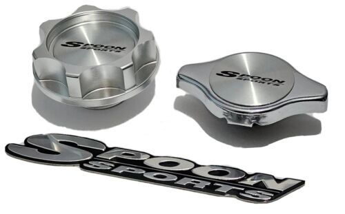 ALUMINUM SILVER OIL FILLER CAP & RADIATOR CAP FOR HONDA CIVIC SPOON SPORT EX EXL - Picture 4 of 4
